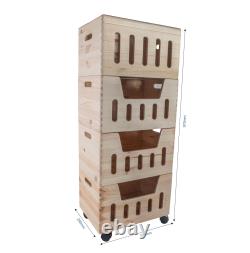 1-4 Tier Large Wooden Stacking Storage Boxes Crates Chest Trunk Cut-out Front