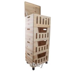 1-4 Tier Large Wooden Stacking Storage Boxes Crates Chest Trunk Cut-out Front