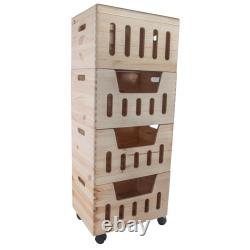 1-4 Tier Large Wooden Stacking Storage Boxes Crates Chest Trunk Cut-out Front