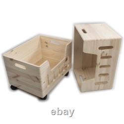 1-4 Tier Large Wooden Stacking Storage Boxes Crates Chest Trunk Cut-out Front