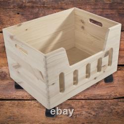 1-4 Tier Large Wooden Stacking Storage Boxes Crates Chest Trunk Cut-out Front