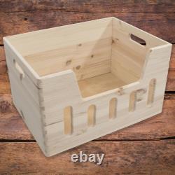 1-4 Tier Large Wooden Stacking Storage Boxes Crates Chest Trunk Cut-out Front