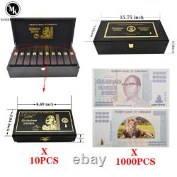 1000pcs Zimbabwe Paper Money One Decillion Dollars Banknote Wooden Box Set Gift