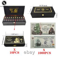 1000pcs Zimbabwe Paper Money One Myrillion Dollars Banknote Wooden Box Set Gift