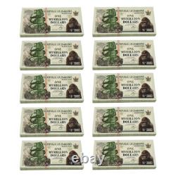 1000pcs Zimbabwe Paper Money One Myrillion Dollars Banknote Wooden Box Set Gift