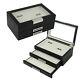 108 Sets Black Wooden Cufflink Display Box Ring Tie Clip Storage Case Organizer