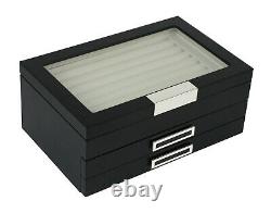 108 sets Black Wooden Cufflink Display Box Ring Tie Clip Storage Case Organizer