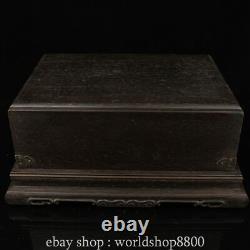 12Old Chinese collect natural Hetian jade Study Seven Treasures set wooden box