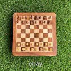 14 Chess Set Wooden Box Set Game Wooden Travel Magnetic Chessboard Toy For