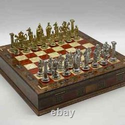 15.3 Rosewood Wooden Boxed Chess Set With Handmade British Metal Chess Pieces