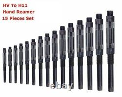 15 Pcs Set Adjustable Hand Reamer Size HV To H11,1/4 Inch To 1.1/16 Inch