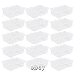 15 Set 32L Storage Box with Lid Clear Plastic Stackable Underbed Crystal Boxes