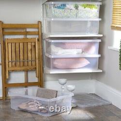 15 Set 32L Storage Box with Lid Clear Plastic Stackable Underbed Crystal Boxes
