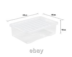 15 Set 32L Storage Box with Lid Clear Plastic Stackable Underbed Crystal Boxes