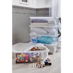 15 Set 32L Storage Box with Lid Clear Plastic Stackable Underbed Crystal Boxes