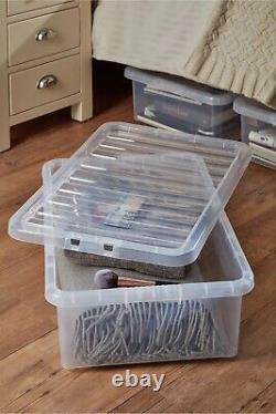 15 Set 32L Storage Box with Lid Clear Plastic Stackable Underbed Crystal Boxes