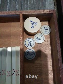 1920's French Ivory Mah Jongg Set Complete with All Tiles in Box 5 Wooden Trays