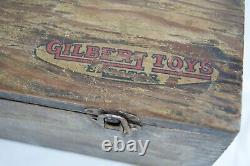 1920s Gilbert Toys Erector Set Original Empty Wooden Box Case Construction Toy