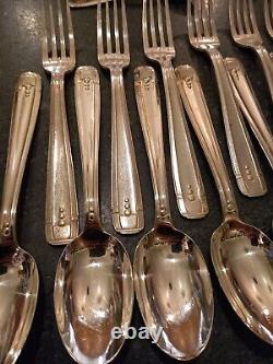 1930s HEIRLOOM Art Deco Style EPNS Cutlery 36 pieces Original Covered Wooden Box