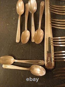 1930s HEIRLOOM Art Deco Style EPNS Cutlery 36 pieces Original Covered Wooden Box