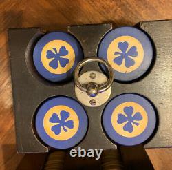 1940's Vintage Abercrombie & Fitch Poker Chips Set In Wooden Case Box & Cards