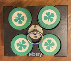 1940's Vintage Abercrombie & Fitch Poker Chips Set In Wooden Case Box & Cards