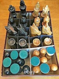 1950's Petrushkin Games Large Wooden Staunton Chess Set 6 (15.5cm) Org. Box Vtg