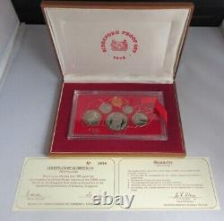 1975 Proof Singapore Set Six Coin Set Hard Case & Wooden Box With Coa