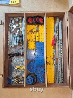 1975 Vintage Meccano Set Outfit No 9 inOriginal Wooden Box Guaranteed Complete