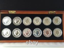 1999-2010 AUSTRALIA SILVER LUNAR COMPLETE SET SI 12 COINS 1Oz with Wooden Box