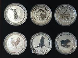 1999-2010 AUSTRALIA SILVER LUNAR COMPLETE SET SI 12 COINS 1Oz with Wooden Box