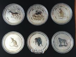 1999-2010 AUSTRALIA SILVER LUNAR COMPLETE SET SI 12 COINS 1Oz with Wooden Box