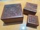 20 X Set Of 3 Assorted (10 X Carved & 10 X Brass Inlaid) Square Wooden Boxes