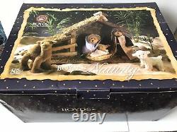 2005 BOYDS BEARS WOODEN NATIVITY CRECHE 8 Piece Set Inc Manger Retired In Box