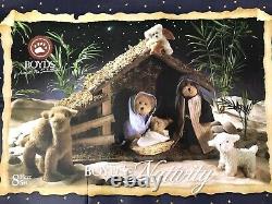 2005 BOYDS BEARS WOODEN NATIVITY CRECHE 8 Piece Set Inc Manger Retired In Box