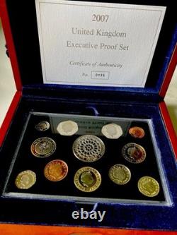 2007 UK Executive Proof Coin Set Low COA #0185 Royal Mint Wooden Box