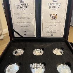 2017 Sapphire Jubilee 65th Anniversary 6 x Coins Set in wooden presentation box