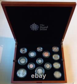 2018 Royal Mint Premium Proof coin set in wooden case with COA, booklet & box