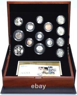 2020 Royal Mint Premium Proof 13 Coin Year Set Wooden Box + COA £5 1p