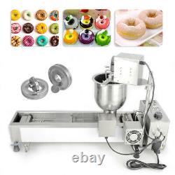 220V 3KW Commercial Automatic Donut Maker Making Machine Oil Tank & 3 Sets Mold