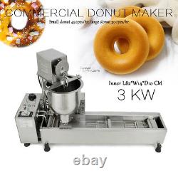 220V Commercial Automatic Donut Maker Making Machine Wide Oil Tank 3 Sets Mold