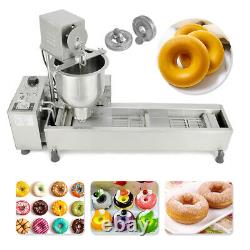 220V Commercial Automatic Donut Maker Making Machine Wide Oil Tank 3 Sets Mold