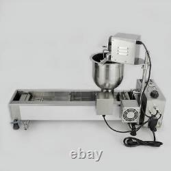 220V Commercial Automatic Donut Maker Making Machine Wide Oil Tank 3 Sets Mold