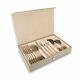 24 Piece Deluxe Stainless. S. Sliver& Gold Cutlery Set In Wooden Box Family D