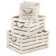 3 Pcs Whitewashed/natural Rustic Solid Wood Wooden Storage Crate Box Set