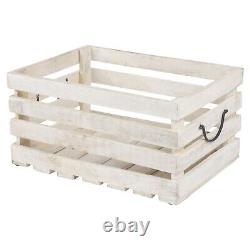 3 Pcs Whitewashed/Natural Rustic Solid Wood Wooden Storage Crate Box Set