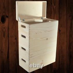 4 Tier Long Wooden Crate Set Stackable Storage Boxes Slim Unit 40x20x53.5 cm