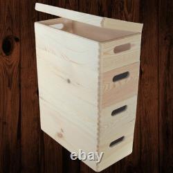 4 Tier Long Wooden Crate Set Stackable Storage Boxes Slim Unit 40x20x53.5 cm