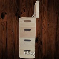 4 Tier Long Wooden Crate Set Stackable Storage Boxes Slim Unit 40x20x53.5 cm