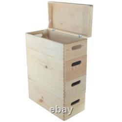 4 Tier Long Wooden Crate Set Stackable Storage Boxes Slim Unit 40x20x53.5 cm